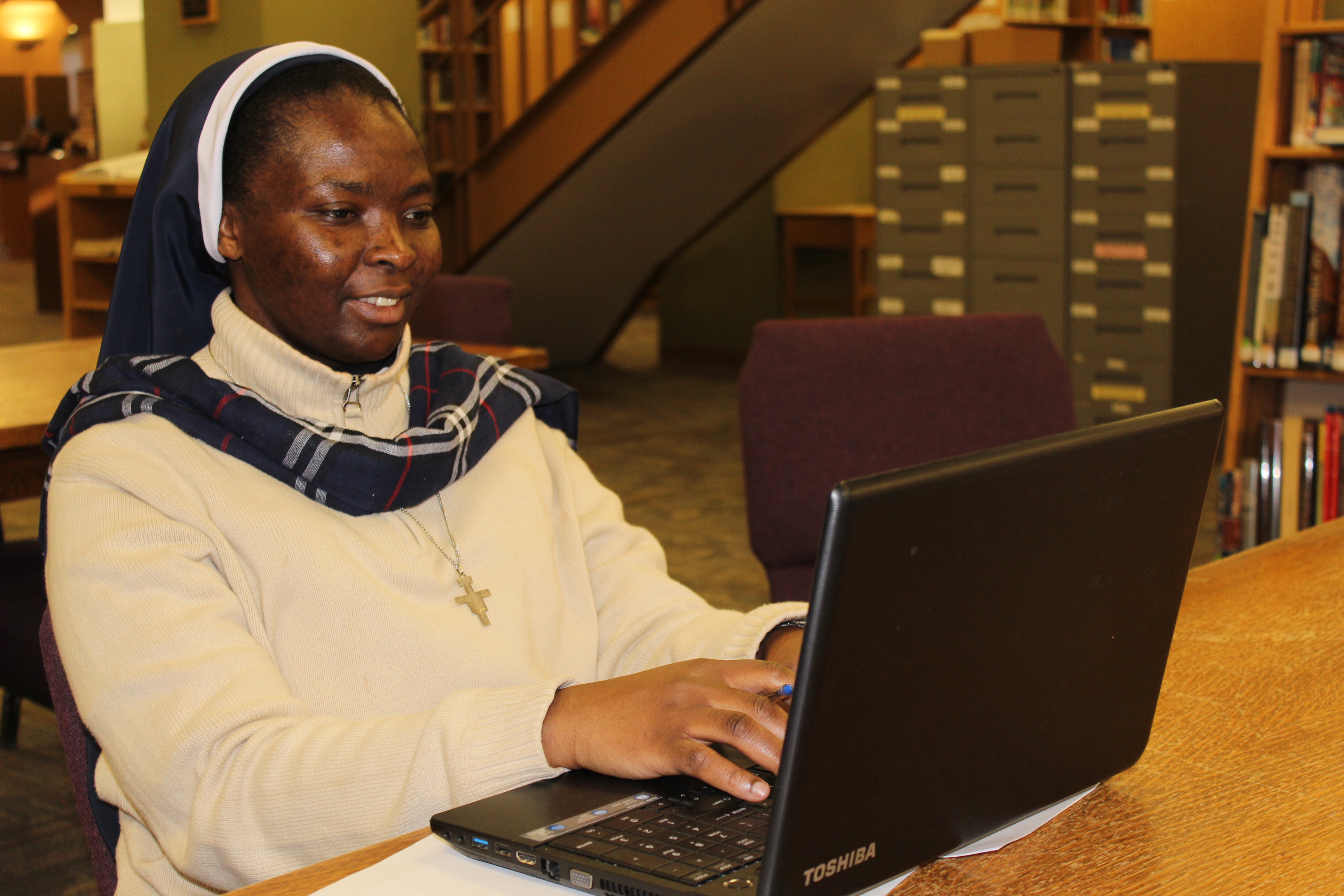 Student using laptop