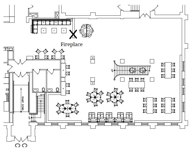 Floorplan drawing of updated first floor library entrance