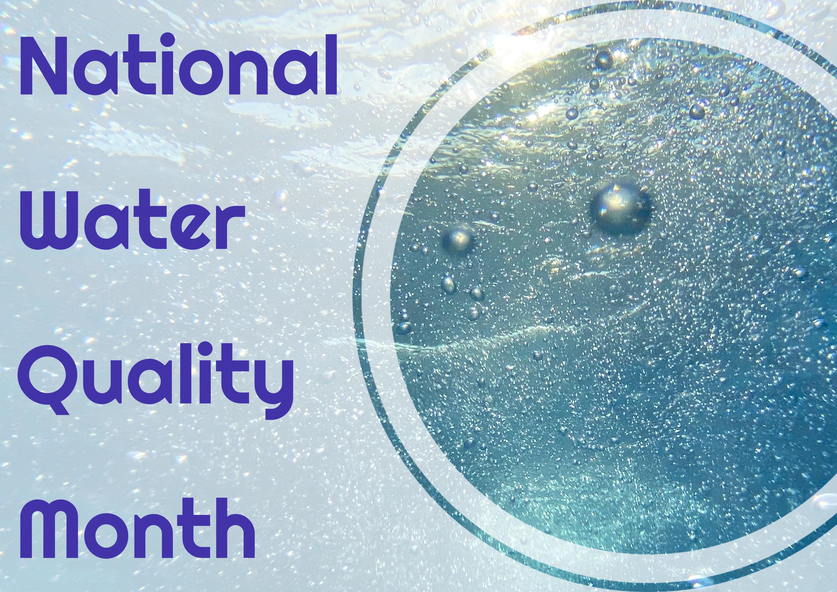 Image of the ocean with the words National Water Quality Month on it