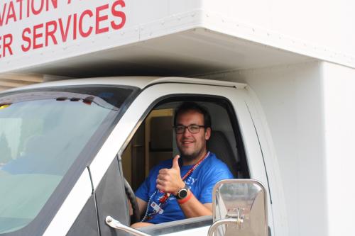 Michael Quam in Salvation Army truck
