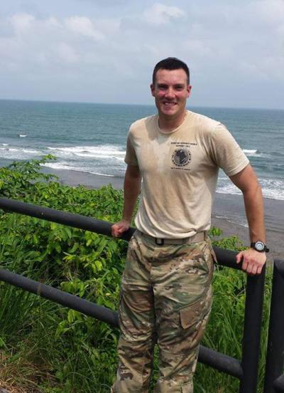 Adam Dickinson is pictured during his 2016 deployment to Gabon, Africa, where he took part in a two-month peacekeeping readiness exercise.