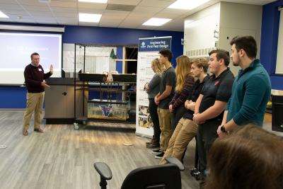 Ric Harnid and some of his engineering students gave a presentation upon the completion of an aquaponics project for the biology department.