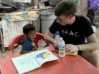 Ben Gibson and the other Viterbo students got a chance to know some Mexican families during their service immersion trip.