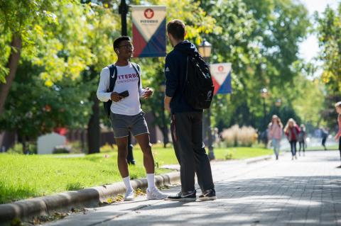 Two students on Viterbo University campus