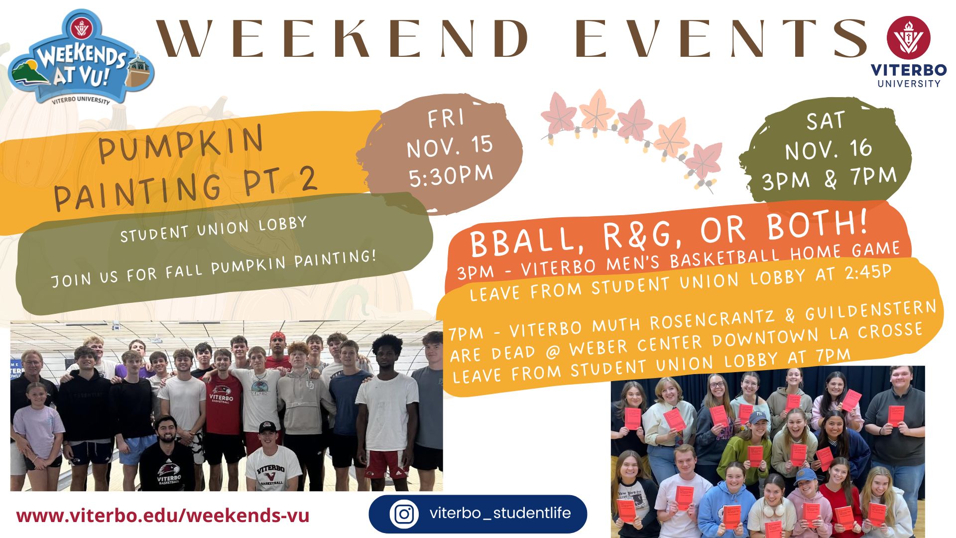 weekend schedule of events