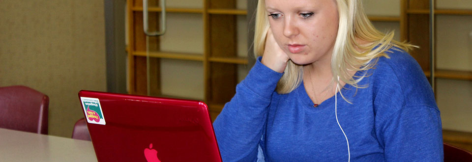 Student in study room