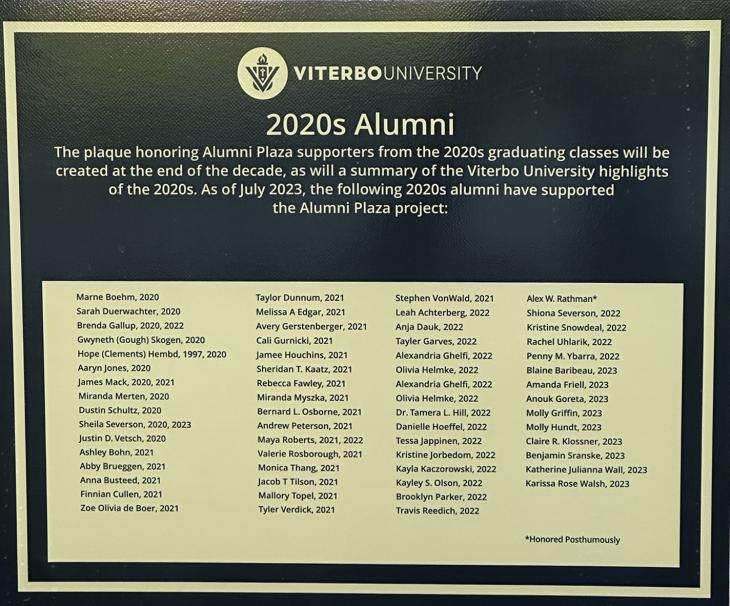 Alumni Plaza plaque