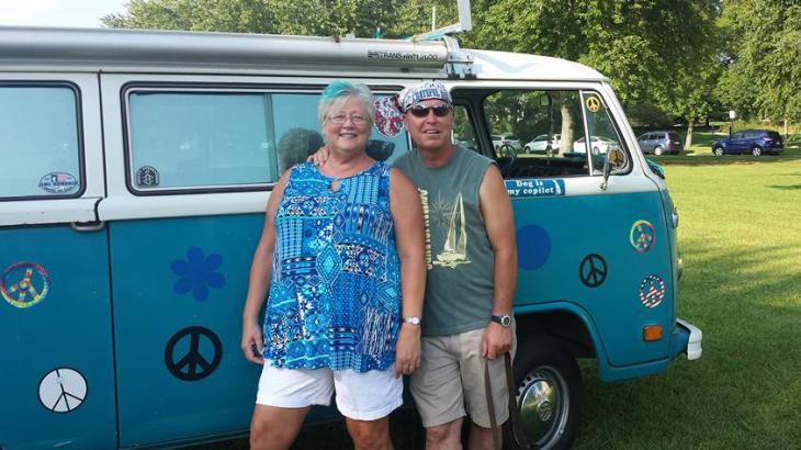 Susan Rieple Graf A huge fan of live music, Graf is pictured with her husband at one of the Moon Tunes Woodstock tribute concerts.