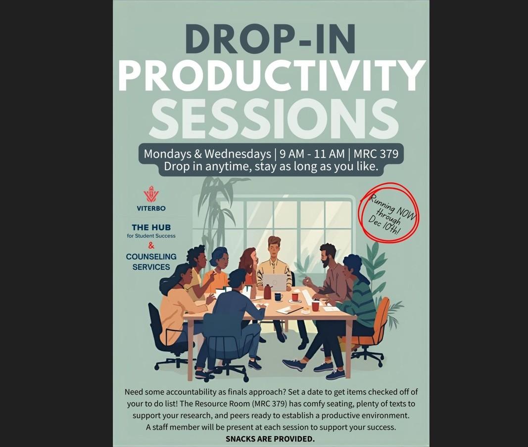 Drop-in productivity sessions, Mondays & Wednesdays, 9 am - 11 am, MRC 379