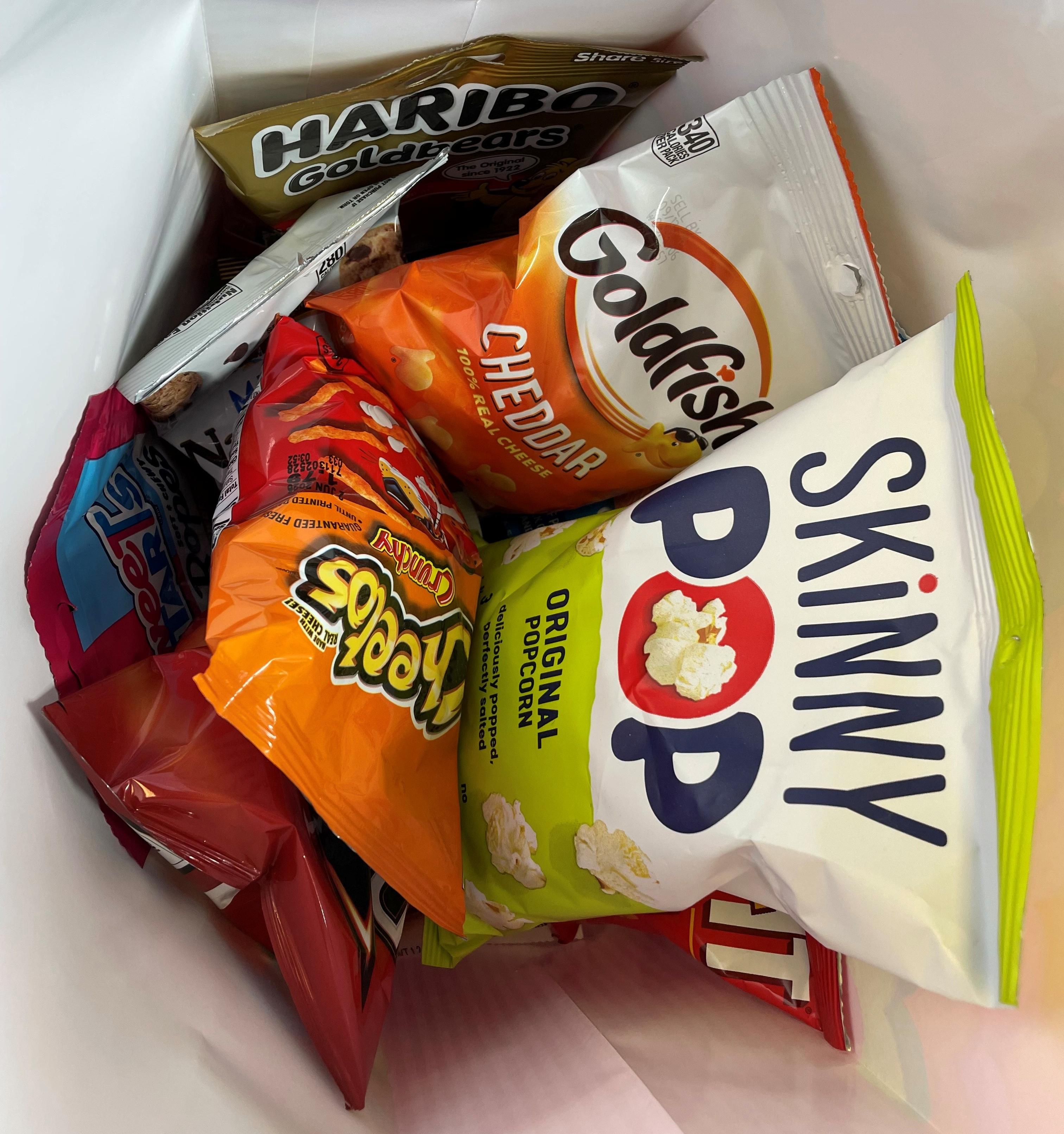 Photo of a bag full of snack foods