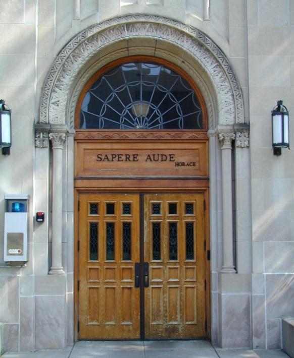 Library entrance doors