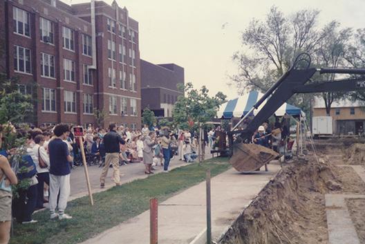Construction of the Student Activities Center (now VAC) in the 1980s.