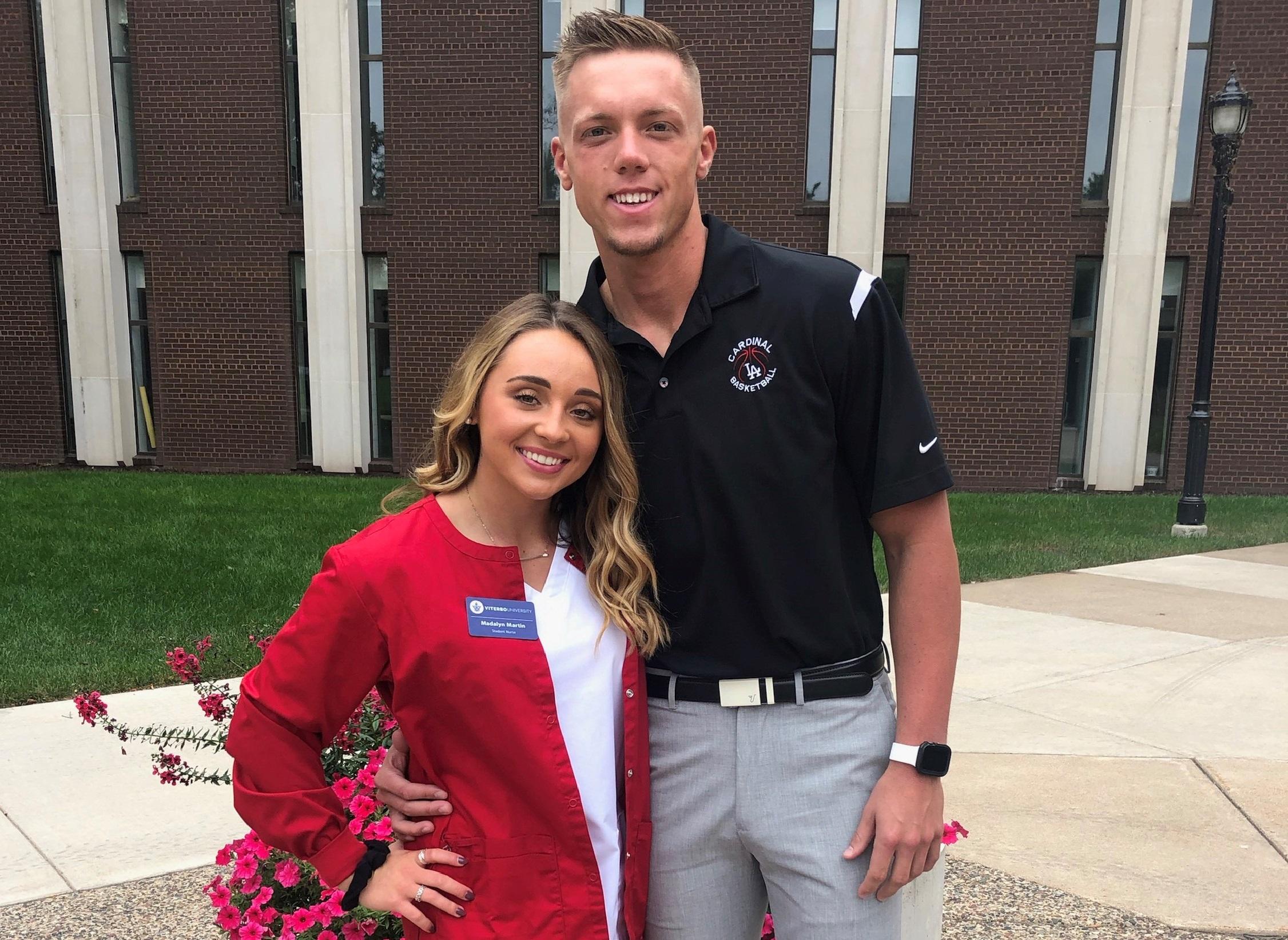 Cullin Neeck pictured with Viterbo nursing student Madalyn Martin.