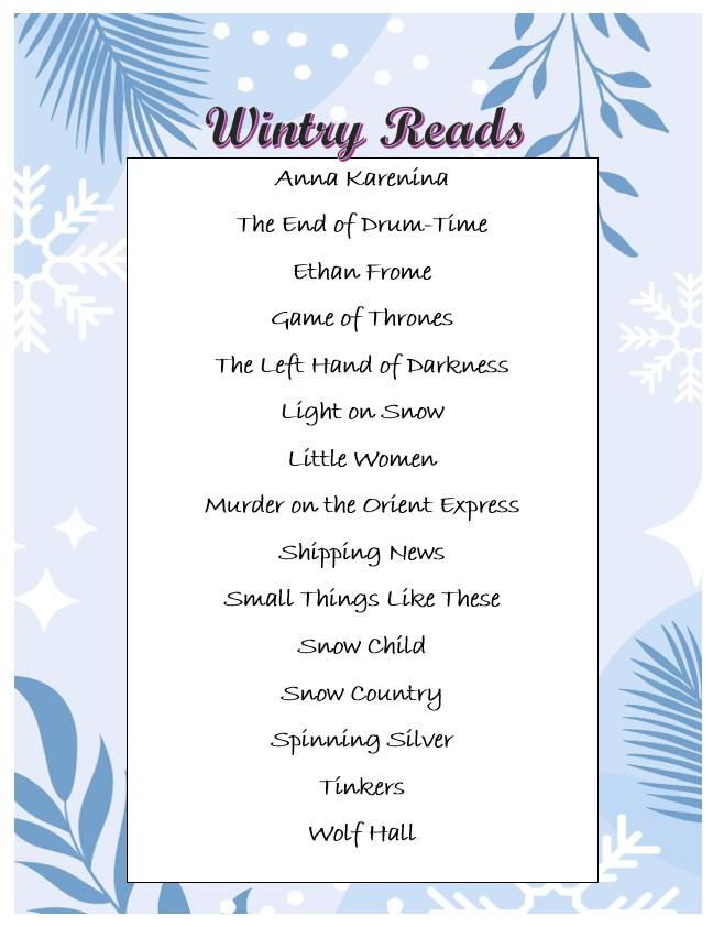 List of "Wintry Reads" book titles (see link for titles)