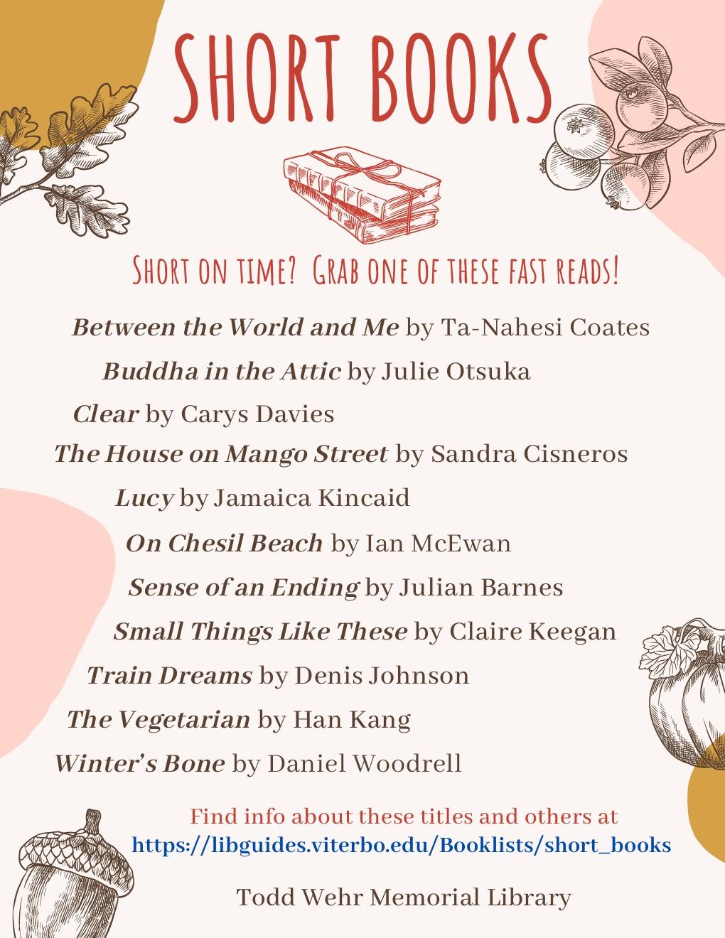 List of short books to read. See the complete list on the provided link.