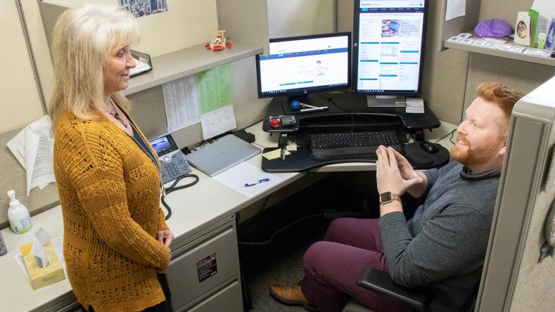 Two social work employees in the workplace