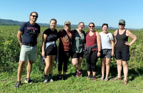 Kiersch is pictured with DEMSN students on a hike in Trempealeau.