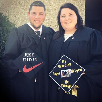 JayVon and Megan Adams are pictured on their graduation day in 2017.