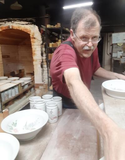 Frank Gosar loading the kiln