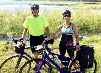 Terri and John Pedace biking 