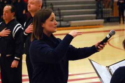 Polly Pappadopoulos is well known for leading the singing of the national anthem, having done it hundreds of times over the years.