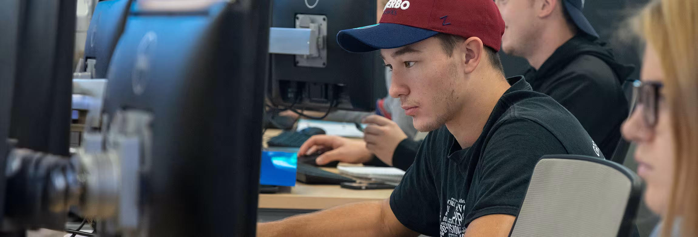 Student at computer in accounting class