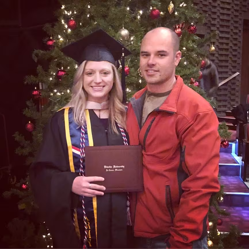 Krista Coey and husband at graduation