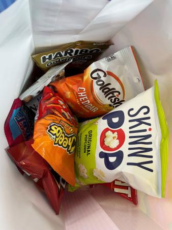Photo of a bag full of snack foods