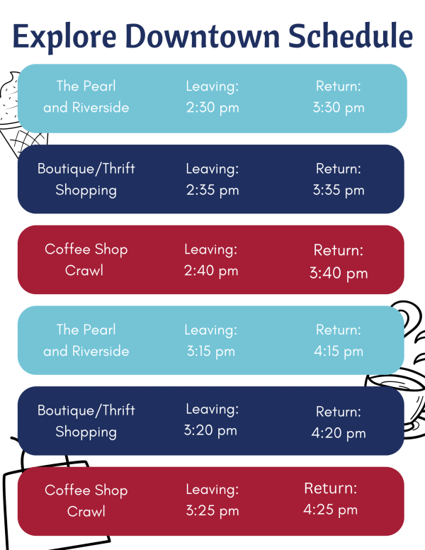 Schedule of downtown exploration events. 