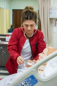 Nursing student in simulation center